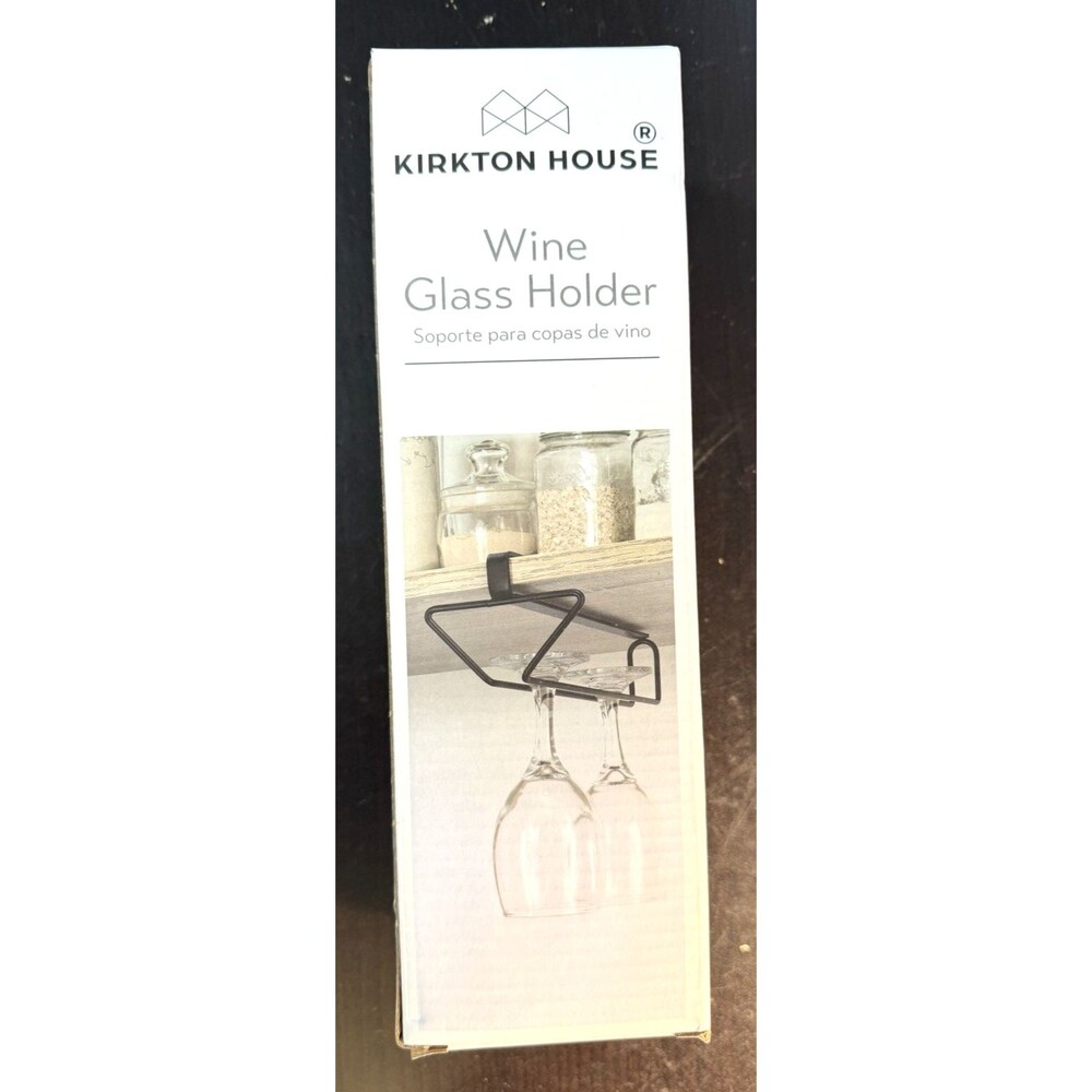 Kirkton House Wine Glass Holder Under Cabinet Stemware Rack Black Metal Kitchen
